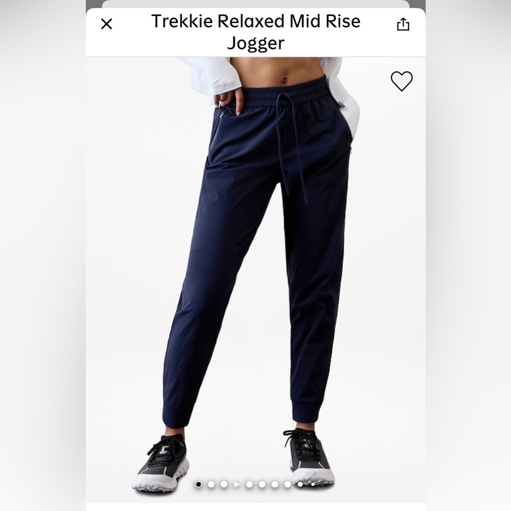 Athleta Navy Trekkie Relaxed Mid-Rise Joggers